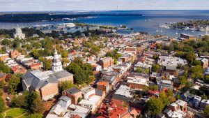 An aerial view of Annapolis, MD