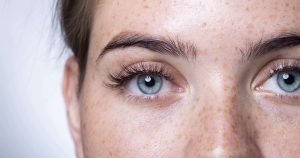 A close up of a woman's eyes